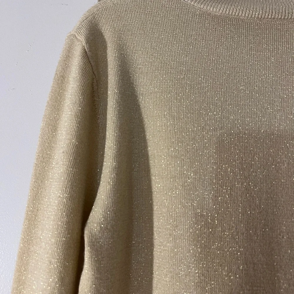 NWOT- Athleta x Alicia‎ Keys Cream/Gold Shimmer Cowl Neck Sweater Body Suit